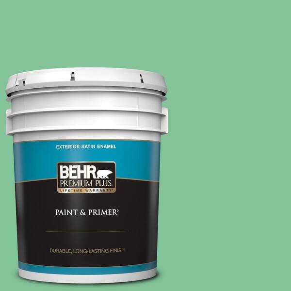 BEHR PREMIUM PLUS 5 gal. #P410-4 Willow Hedge Satin Enamel Exterior Paint & Primer