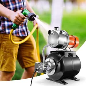 1.6HP Shallow Well Pump Automatic Irrigation Water Booster Pump with 5 Gal. Pressure Tank for Home Garden Lawn