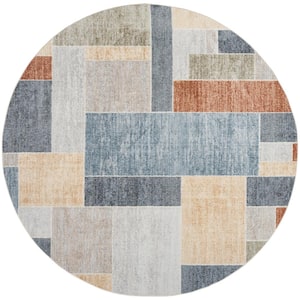 Astra Machine Washable Multicolor 8 ft. x 8 ft. Paneled Contemporary Round Area Rug