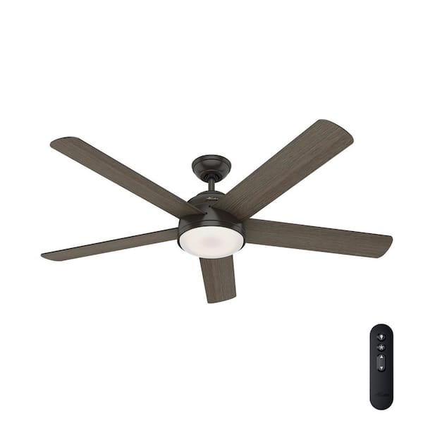 Hunter Romulus 60 in. Integrated LED Indoor Noble Bronze Smart Ceiling Fan with Light Kit and Remote