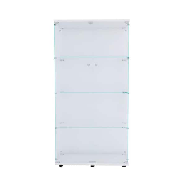 Tidoin 31.69 in. Wide Glass Display Clear 4 Shelves Modern Bookcase with 2 Door
