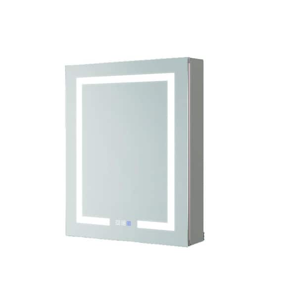 Dimakai 24 in. W x 30 in. H Frameless Clear Recessed Installation Medicine Cabinet with Mirror and LED Light, Left Open Door