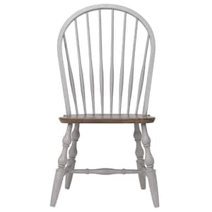 Distressed Light Gray and Nutmeg Brown Side Chair (Set of 2)