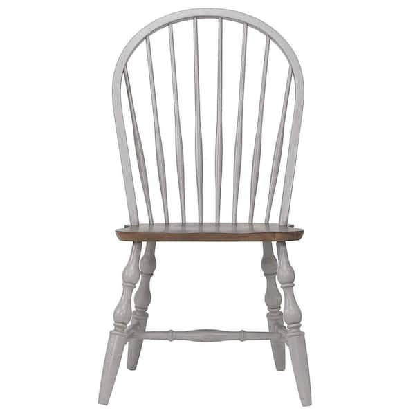 AndMakers Distressed Light Gray and Nutmeg Brown Side Chair (Set of 2)