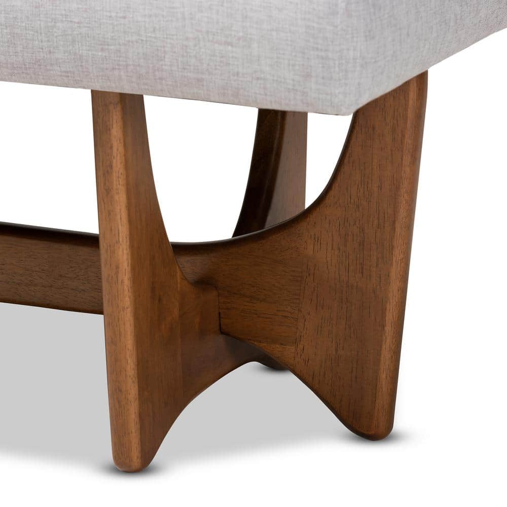 Theo 49'' Greyish Beige Upholstered Walnut Bedroom Bench