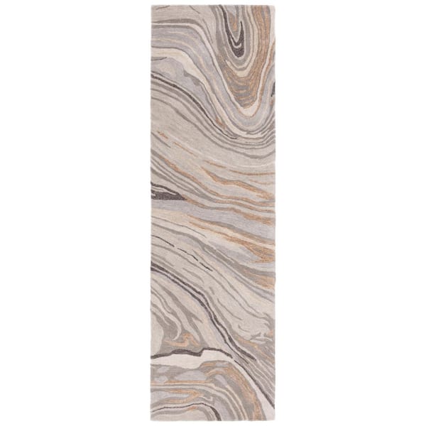 Soho 2 ft. x 8 ft. Beige/Gray Wavy Abstract Runner Rug