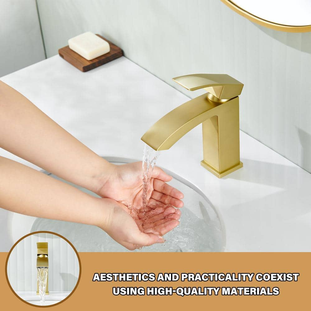 Brushed Gold Single-Handle Bathroom Faucet