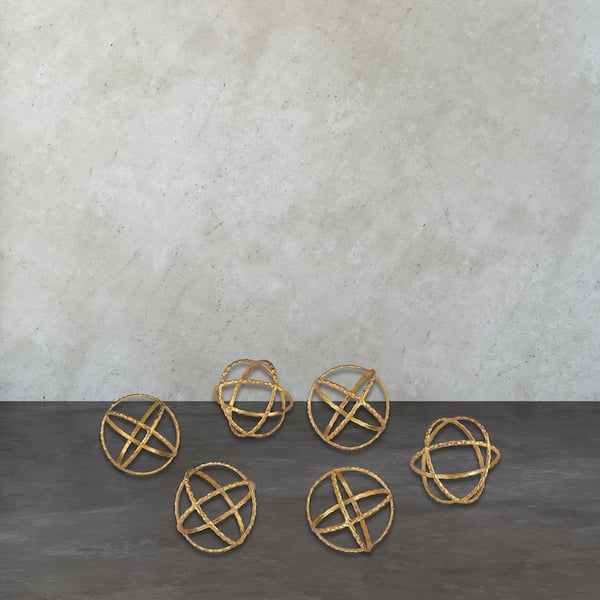 PRIVATE BRAND UNBRANDED 4 in. Gold Orbs Decorative Accessory (Set of 6)