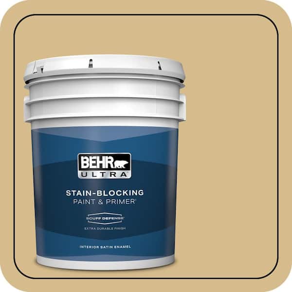 BEHR ULTRA 5 gal. #350F-5 Camel Extra Durable Satin Enamel Interior Paint & Primer