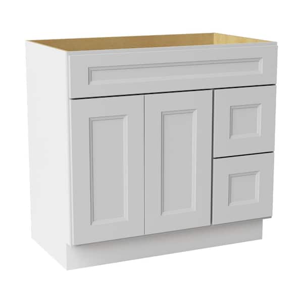 36 in. W x 21 in. D x 34.5 in. H Ready to Assemble Double Shaker Bath Vanity Combo Cabinet in Newport White