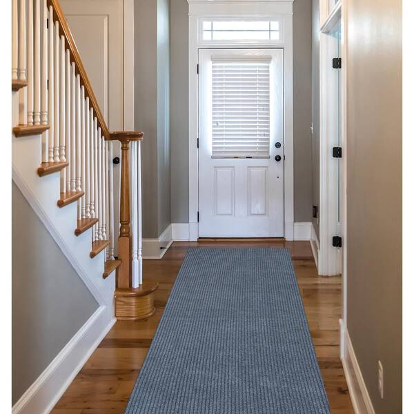 Scrape Rib Solid Design Non-Slip Rubberback 3x10 Indoor/Outdoor Waterproof  Runner Rug for Hallway, Kitchen, Living Room, Garage, Patio, 2'7 x 9'10