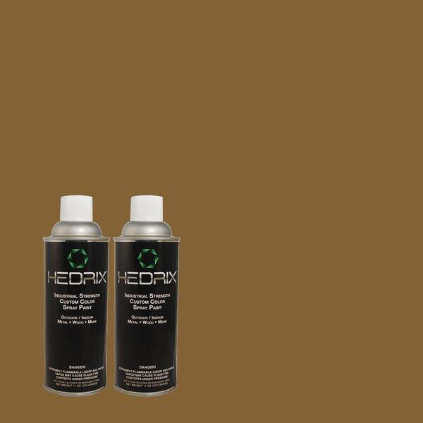 Hedrix 11 oz. Match of 360F-7 Olive Shadow Flat Custom Spray Paint (2-Pack)