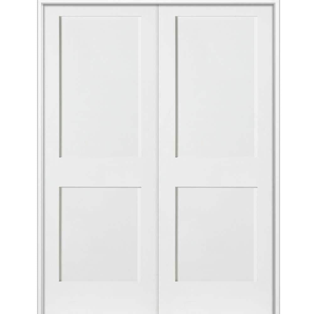 64 in. x 80 in. Craftsman Shaker 2-Panel Both Active MDF Solid Core Primed Wood Double Prehung Interior French Door price history on PriceWatchPro