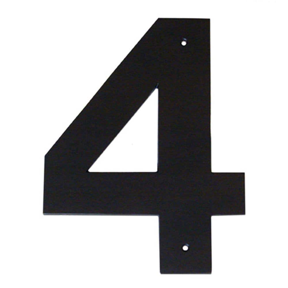 10-Inch Black Aluminum Helvetica House Number 4