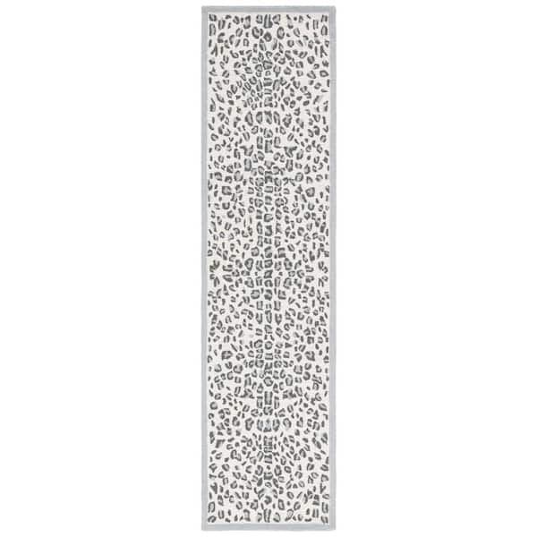 SAFAVIEH Metro Grey/Ivory 2 ft. x 9 ft. Animal Print Runner Rug