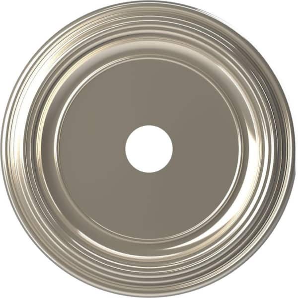 Ekena Millwork 22 in. O.D. x 3-1/2 in. I.D. x 1-1/2 in. P Traditional Thermoformed PVC Ceiling Medallion in Bright Coat Chrome