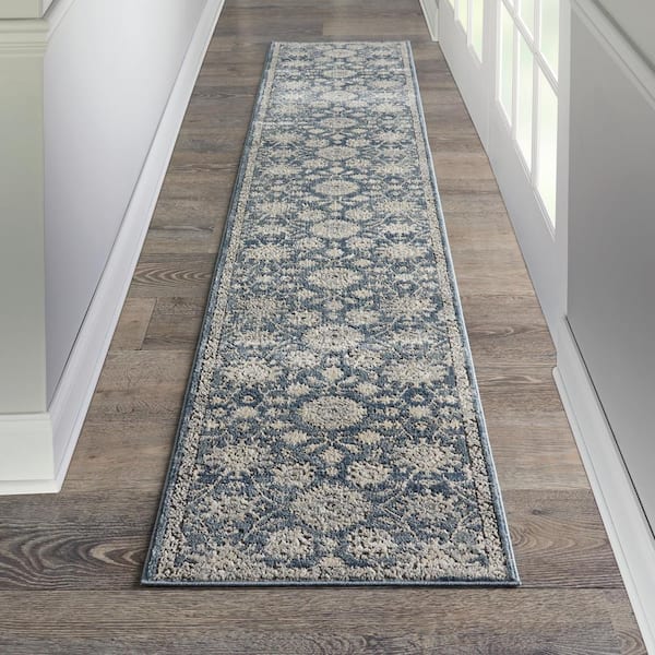Concerto Blue/Beige 2 ft. x 10 ft. Persian Vintage Kitchen Runner Area Rug