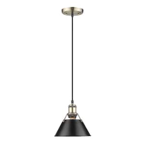 Orwell AB 1-Light Aged Brass Pendant with Black Shade