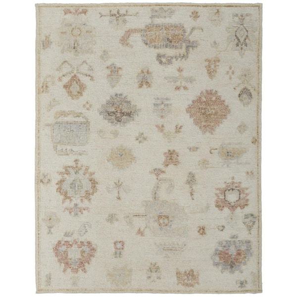 Gray 4 x 6 ft. Knotted Floral Rectangle Indoor Area Rug