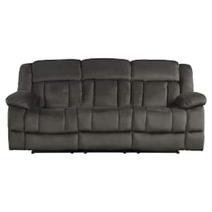 Magnus 90 in. W Straight Arm Microfiber Rectangle Double Manual Reclining Sofa in Chocolate