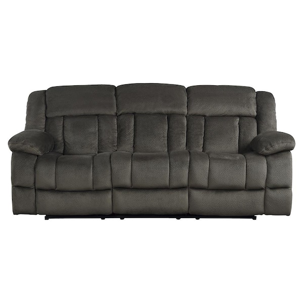 Unbranded Magnus 90 in. W Straight Arm Microfiber Rectangle Double Manual Reclining Sofa in Chocolate