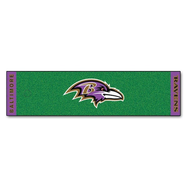 FANMATS NFL Baltimore Ravens 1 ft. 6 in. x 6 ft. Indoor 1-Hole Golf Practice Putting Green