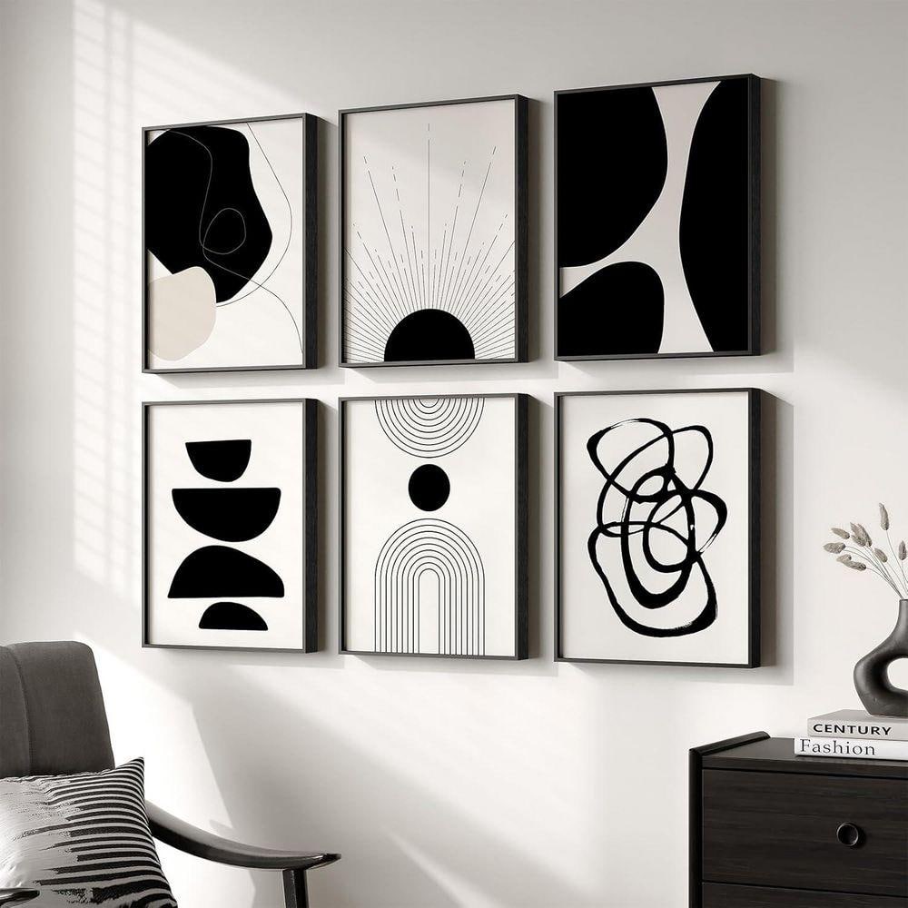 Framed Black & White Abstract Wall Ar...