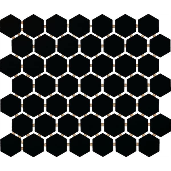 Restore Matte Black 12 in. x 10 Glazed Ceramic Hexagon Mosaic Tile (9.72 sq. ft./Case)