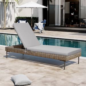 31.5 in. Outdoor Lounge Chair Leisure Polyester Chair Cushion in Grey (Set of 2)