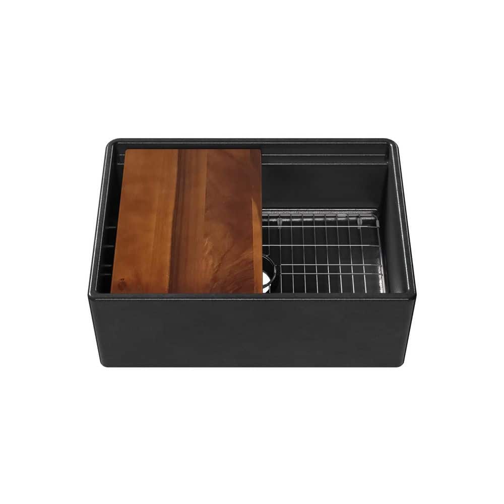 33 in. Front Apron Single Bowl Fireclay Kitchen Sink with Walnut Wood Cutting Board and Stainless-Steel Grid price history on PriceWatchPro