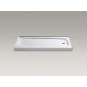 Salient 60 in. x 30 in. Cast Iron Single Threshold Shower Base with Right-Hand Drain in White