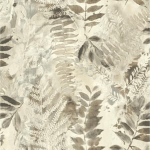 Fern Memory Botanical Latte Vinyl Peel and Stick Wallpaper Roll (Covers 30.75 sq. ft.)