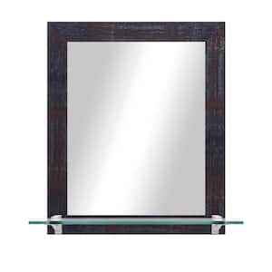 21.5 in. W x 25.5 in. H Framed Rectangle Steel Brass Vertical Mirror with Tempered Glass Shelf and Chrome Brackets
