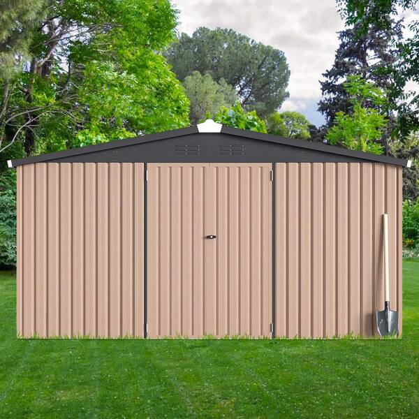 Lycvki 10 ft. W x 10 ft. D Heavy-Duty Metal Storage Shed with