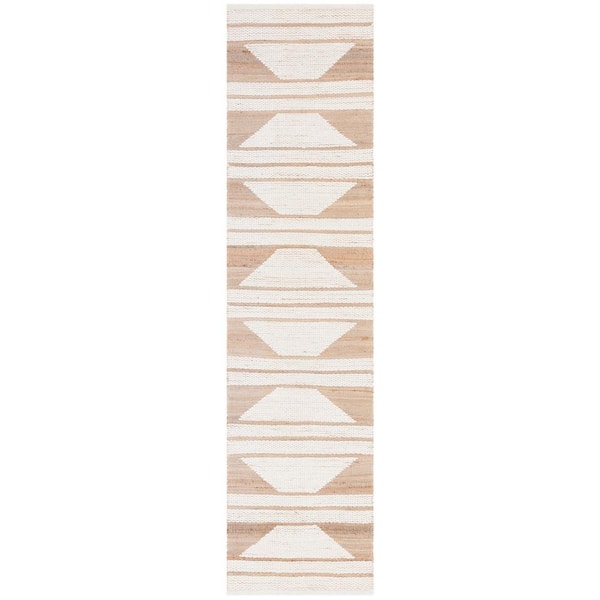 SAFAVIEH Natural Fiber Beige/Ivory 2 ft. x 9 ft. Striped Woven Runner Rug