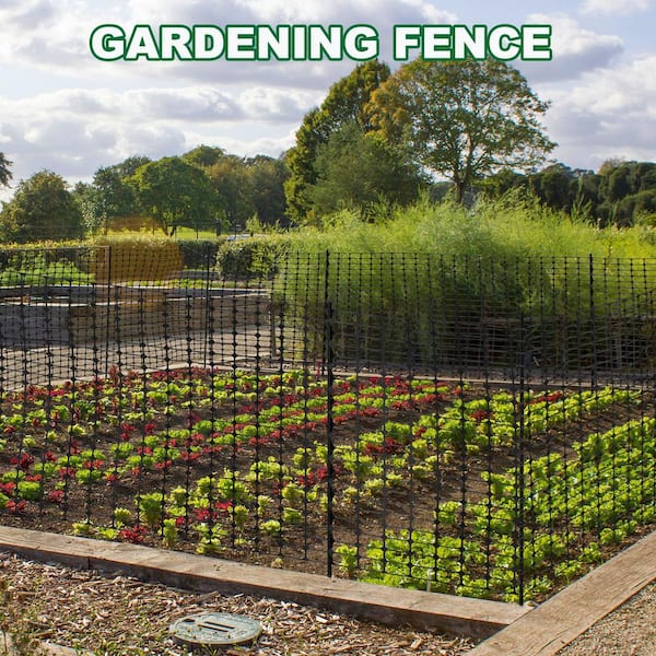 Garden Fence Snow Fence 40 in. x 100 ft. Plastic Safety Fence Plastic Mesh+30 Steel Stakes Temporary Fencing with Stakes