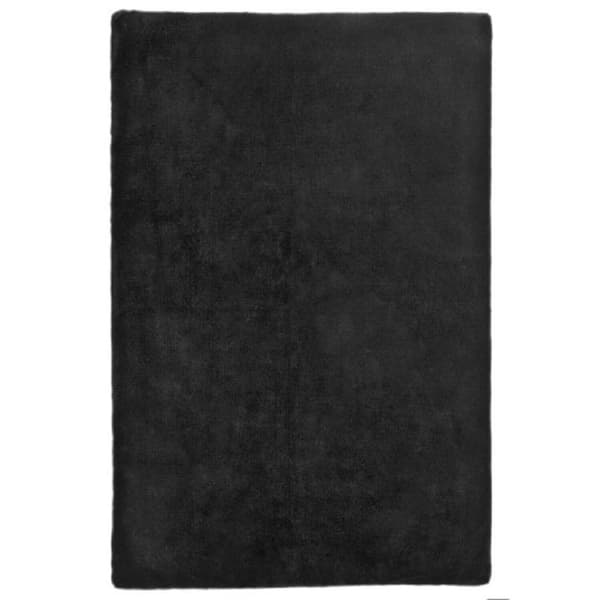 Mmlior Black 4 ft. x 6 ft. Soft Faux Rabbit Fur Area Rug