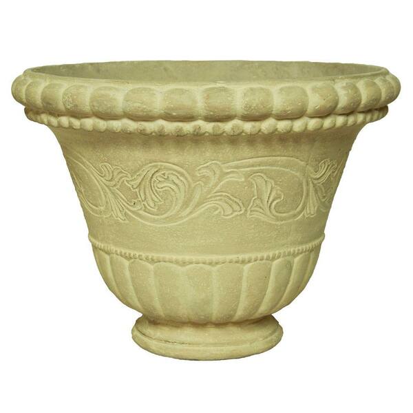 MPG 18 in. Round Aged Limestone Low Bowl Planter