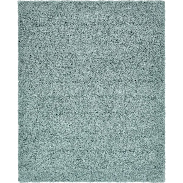 Unique Loom Solid Shag Slate Blue 8 ft. x 10 ft. Area Rug