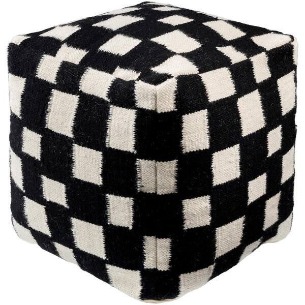 Artistic Weavers Jacinta Off-White, Black Modern Cotton 18 in. L x 18 in. W x 18 in. H Pouf