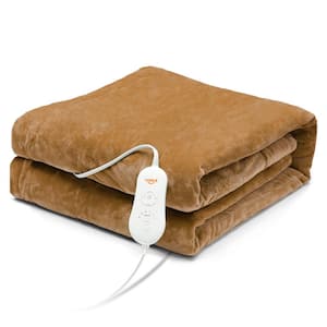 Brown Fast Heating Full Body Electric Throw Blanket with 6 Heat Levels