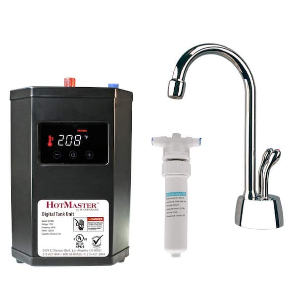 9-1/4 in. Develosah 2-Handle Hot and Cold Water Dispenser with Instant Hot Water Digital Tank in Polished Chrome