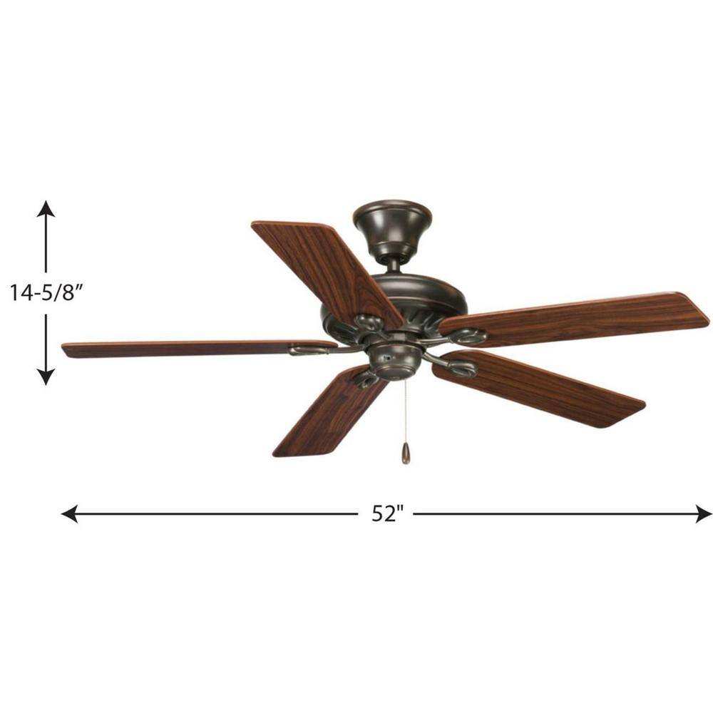 Antique Bronze 52" Ceiling Fan with Reversible Blades