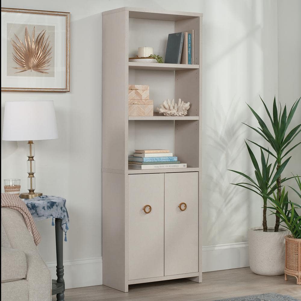 Dove Linen 70" Adjustable Bookcase with Doors