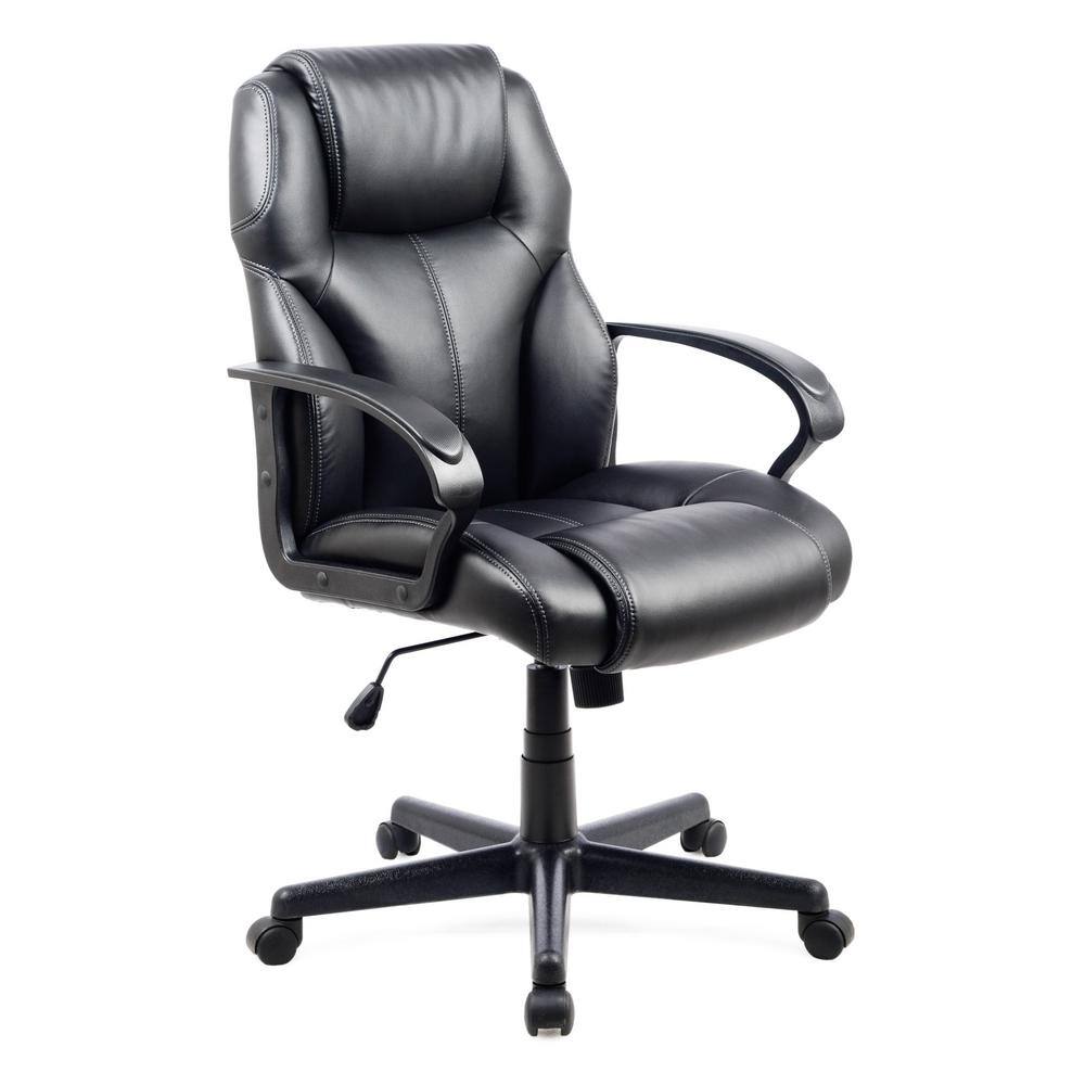 CORLIVING Workspace Black Leatherette Managerial Office Chair -  WHL-203-C