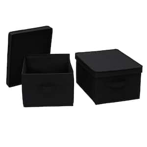 6 Gal. Large Storage Box Black Linen (2-Pack)