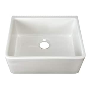 Brooke Farmhouse Apron Front Fireclay 23 in. Single Bowl Kitchen Sink in White