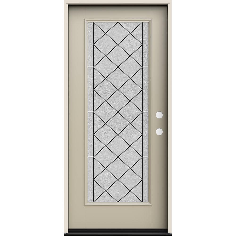 JELDWEN 36 in. x 80 in. LeftHand Full Lite Harris Decorative Glass