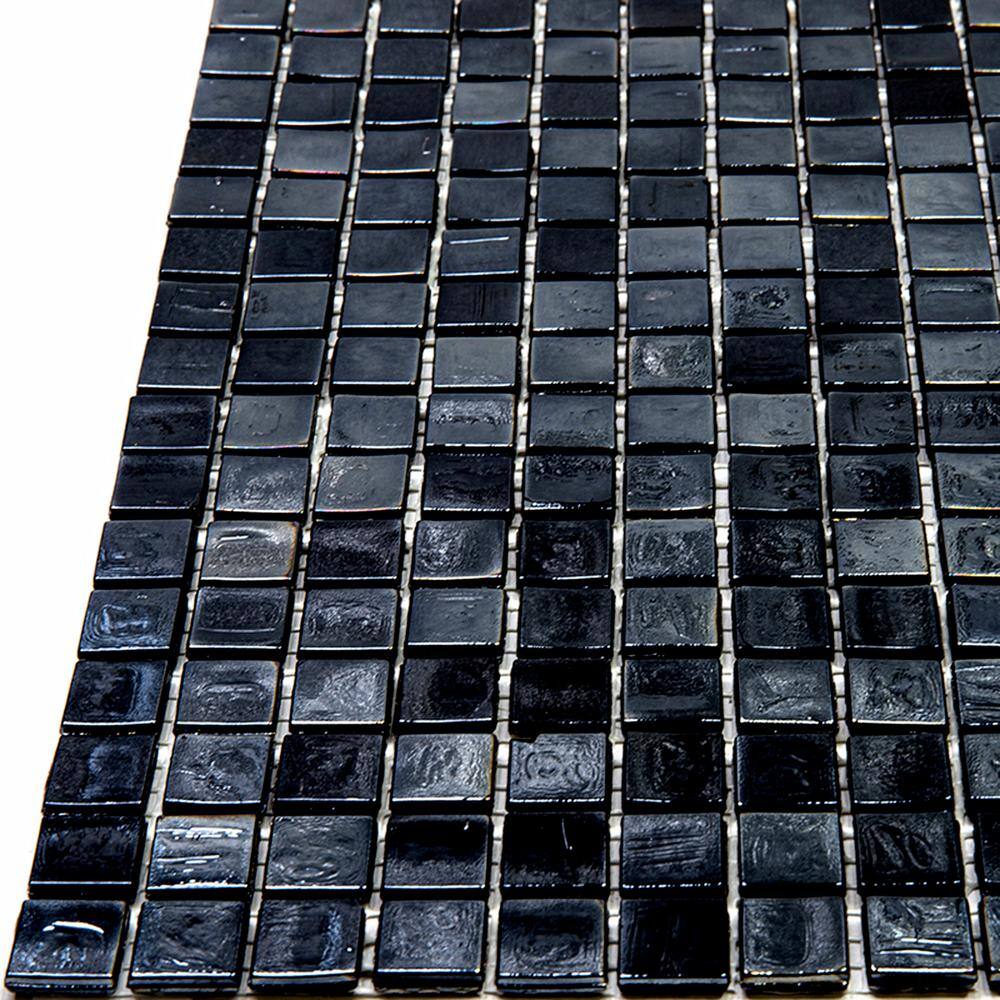 Skosh 11.6" x 11.6" Glossy Black Glass Mosaic Tile