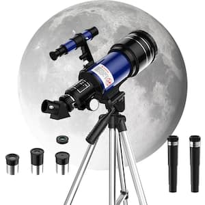 Portable Astronomical Telescope with Adjustable Tripod, Smartphone Adapter and a Bluetooth Controller (Black/Blue)